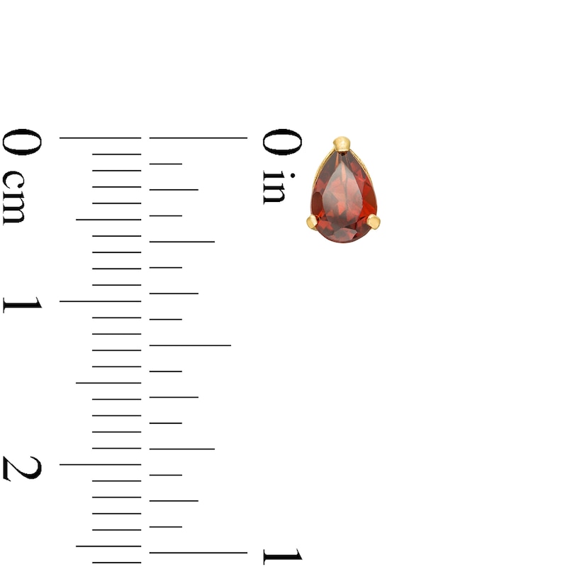 Main Image 3 of Pear-Shaped Garnet Solitaire Stud Earrings in 14K Gold