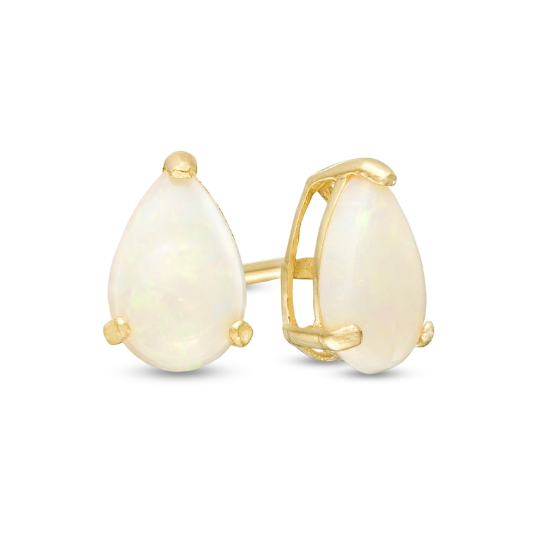 Pear-Shaped Opal Solitaire Stud Earrings in 14K Gold