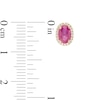 Thumbnail Image 2 of Certified Oval Ruby and 0.088 CT. T.W. Diamond Frame Stud Earrings in 10K Gold