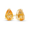 Thumbnail Image 0 of Pear-Shaped Citrine Solitaire Stud Earrings in 14K Gold