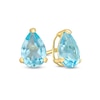 Pear-Shaped Swiss Blue Topaz Solitaire Stud Earrings in 14K Gold