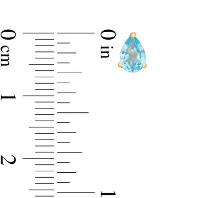 Pear-Shaped Swiss Blue Topaz Solitaire Stud Earrings in 14K Gold