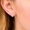 Thumbnail Image 2 of Oval Aquamarine and 0.088 CT. T.W. Diamond Frame Stud Earrings in 10K White Gold