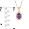 Thumbnail Image 3 of Oval Amethyst and 0.08 CT. T.W. Diamond Frame Twisted Split Bail Pendant in 10K Gold