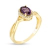 Thumbnail Image 3 of Oval Amethyst and 0.08 CT. T.W. Diamond Frame Twist Shank Ring in 10K Gold