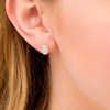 Thumbnail Image 2 of Oval Opal and 0.088 CT. T.W. Diamond Frame Stud Earrings in 10K Gold