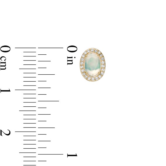 Oval Opal and 0.088 CT. T.W. Diamond Frame Stud Earrings in 10K Gold