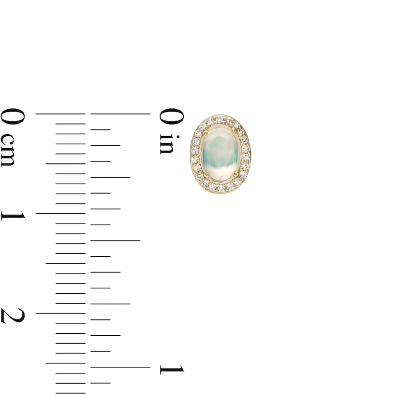 Main Image 3 of Oval Opal and 0.088 CT. T.W. Diamond Frame Stud Earrings in 10K Gold