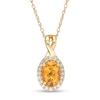 Thumbnail Image 1 of Oval Citrine and 0.08 CT. T.W. Diamond Frame Twisted Split Bail Pendant in 10K Gold