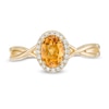 Thumbnail Image 4 of Oval Citrine and 0.08 CT. T.W. Diamond Frame Twist Shank Ring in 10K Gold