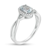Thumbnail Image 2 of Oval Aquamarine and 0.08 CT. T.W. Diamond Frame Twist Shank Ring in 10K White Gold