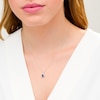 Thumbnail Image 2 of Oval Blue Sapphire and 0.08 CT. T.W. Diamond Frame Twisted Split Bail Pendant in 10K White Gold