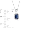 Thumbnail Image 3 of Oval Blue Sapphire and 0.08 CT. T.W. Diamond Frame Twisted Split Bail Pendant in 10K White Gold