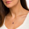 Thumbnail Image 2 of Emerald-Cut Simulated Garnet and Lab-Created White Sapphire Octagonal Frame Drop Pendant in Sterling Silver