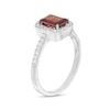 Thumbnail Image 2 of Emerald-Cut Simulated Garnet and Lab-Created White Sapphire Octagonal Frame Ring in Sterling Silver