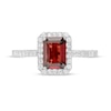 Thumbnail Image 3 of Emerald-Cut Simulated Garnet and Lab-Created White Sapphire Octagonal Frame Ring in Sterling Silver