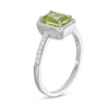 Thumbnail Image 2 of Emerald-Cut Simulated Peridot and White Lab-Created Sapphire Octagonal Frame Ring in Sterling Silver