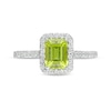 Thumbnail Image 3 of Emerald-Cut Simulated Peridot and White Lab-Created Sapphire Octagonal Frame Ring in Sterling Silver