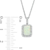 Thumbnail Image 2 of Emerald-Cut Lab-Created Opal and White Sapphire Octagonal Frame Drop Pendant in Sterling Silver