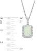 Thumbnail Image 3 of Emerald-Cut Lab-Created Opal and White Sapphire Octagonal Frame Drop Pendant in Sterling Silver