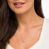 Thumbnail Image 2 of Emerald-Cut Lab-Created Citrine and White Sapphire Octagonal Frame Drop Pendant in Sterling Silver