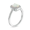 Thumbnail Image 3 of Emerald-Cut Lab-Created Opal and White Sapphire Octagonal Frame Ring in Sterling Silver