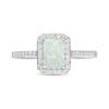Thumbnail Image 4 of Emerald-Cut Lab-Created Opal and White Sapphire Octagonal Frame Ring in Sterling Silver