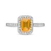 Thumbnail Image 3 of Emerald-Cut Lab-Created Citrine and White Lab-Created Sapphire Octagonal Frame Ring in Sterling Silver