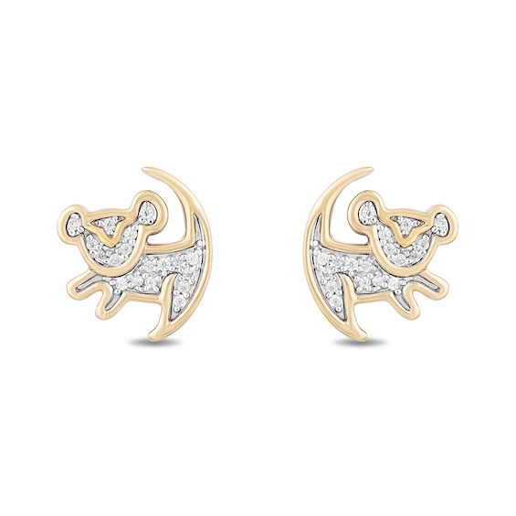 Disney Treasures The Lion King 0.085 CT. T.W. Diamond "Simba" Symbol Stud Earrings in 10K Gold