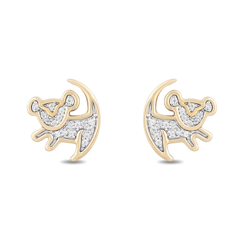 Disney Treasures The Lion King 0.085 CT. T.W. Diamond "Simba" Symbol Stud Earrings in 10K Gold