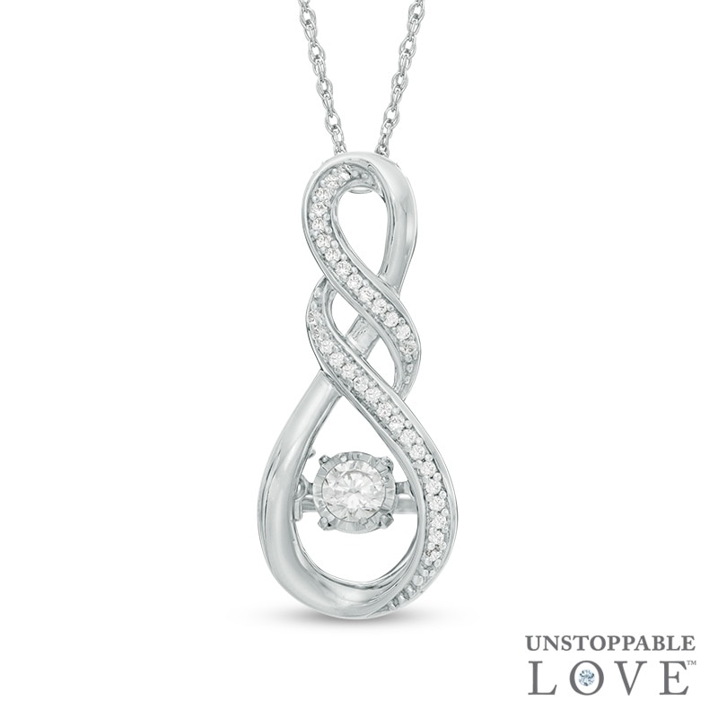 Unstoppable Love™ 0.18 CT. T.W. Diamond Double Cascading Infinity Pendant in 10K White Gold