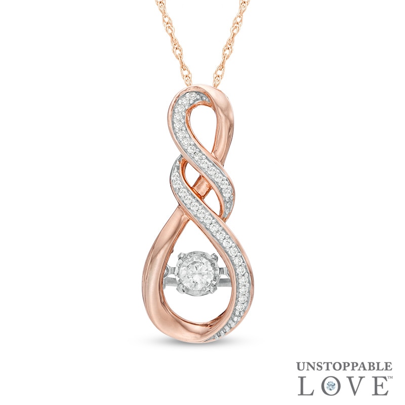 Unstoppable Love™ 0.18 CT. T.W. Diamond Cascading Infinity Pendant in 10K Rose Gold