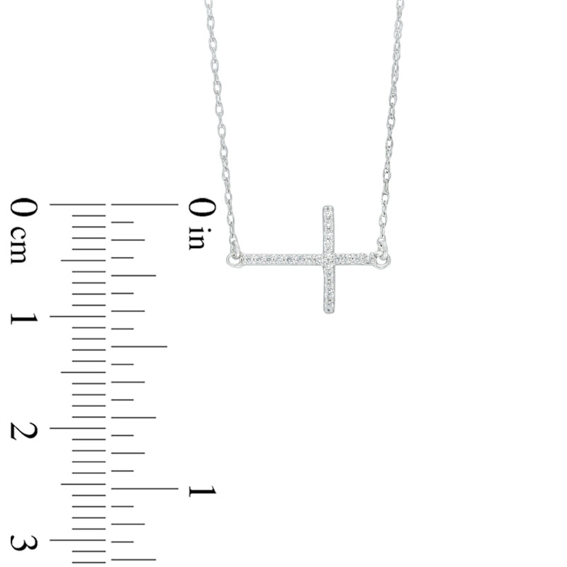0.05 CT. T.W. Diamond Sideways Cross Necklace in 10K Gold