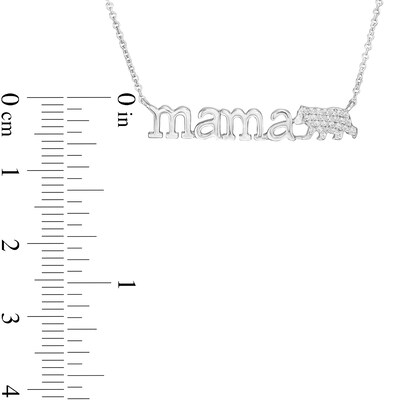 0.05 CT. T.W. Diamond "mama" Bear Necklace in Sterling Silver - 17"