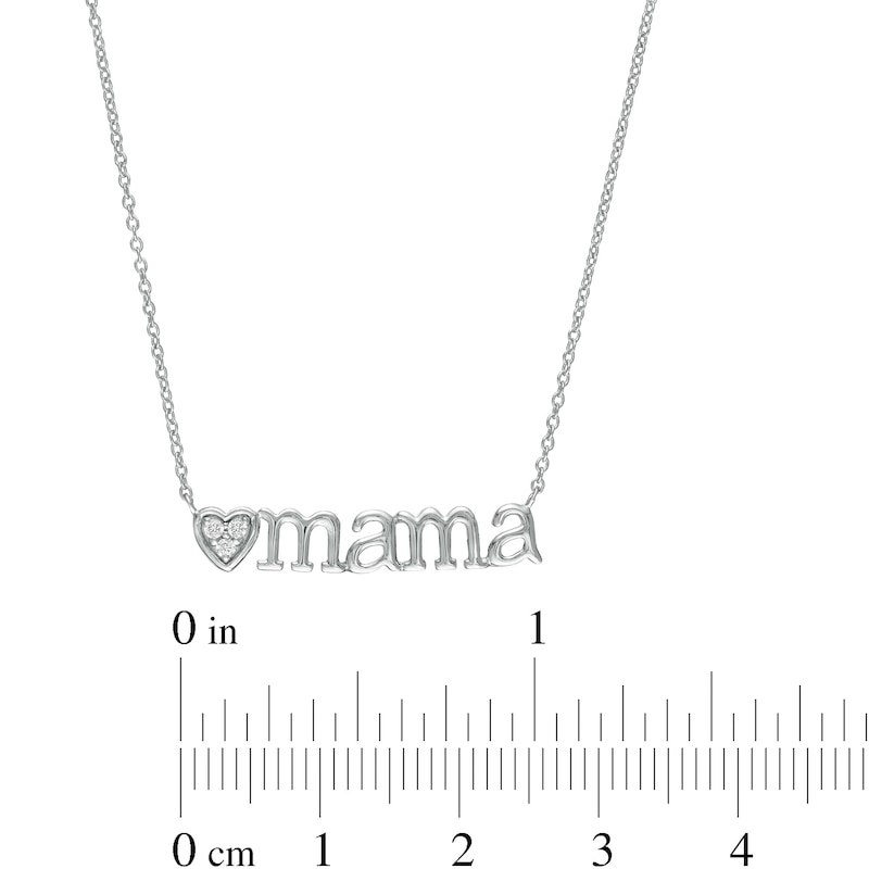 Diamond Accent Heart "mama" Necklace in Sterling Silver - 17"