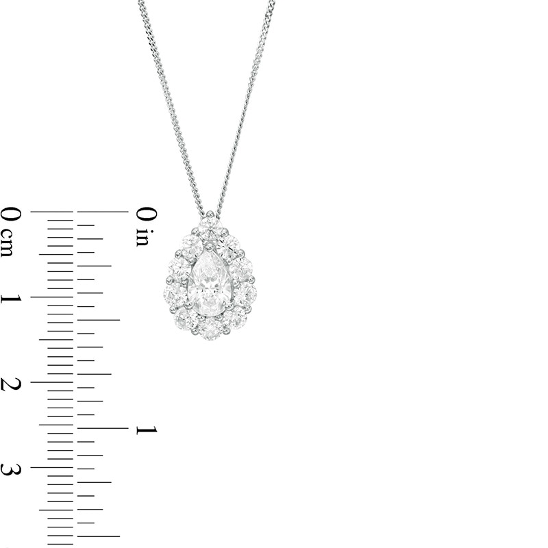 1.58 CT. T.W. Certified Pear-Shaped Diamond Scallop Frame Pendant in 14K White Gold (I/I1)