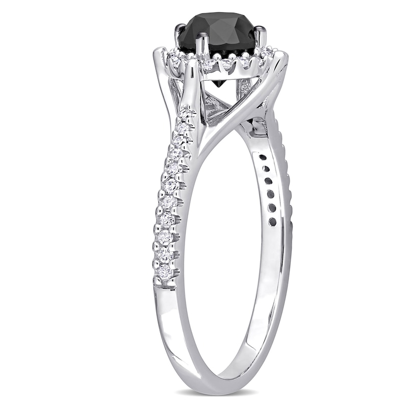 Main Image 2 of 1.18 CT. T.W. Enhanced Black and White Diamond Frame Engagement Ring in 10K White Gold