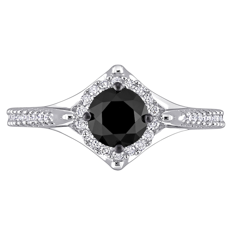 Main Image 3 of 1.18 CT. T.W. Enhanced Black and White Diamond Frame Engagement Ring in 10K White Gold