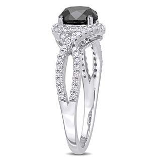 1.75 CT. T.W. Enhanced Black and White Diamond Twist Shank Engagement Ring in 10K White Gold