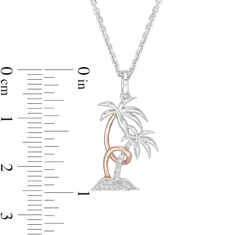 Hallmark Diamonds Inspiration Diamond Accent Palm Trees Pendant in Sterling Silver and 10K Rose Gold