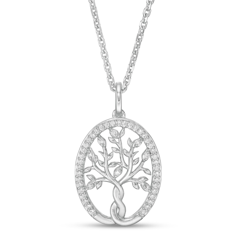 Hallmark Diamonds Family 0.145 CT. T.W. Diamond Tree of Life Pendant in Sterling Silver