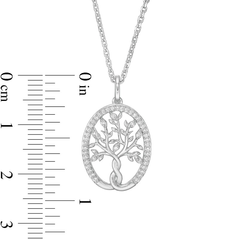 Hallmark Diamonds Family 0.145 CT. T.W. Diamond Tree of Life Pendant in Sterling Silver