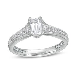 Peoples Private Collection 0.75 CT. T.W. Certified Emerald-Cut Diamond Engagement Ring in 14K White Gold (F/SI2)