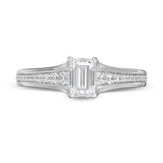 Peoples Private Collection 0.75 CT. T.W. Certified Emerald-Cut Diamond Engagement Ring in 14K White Gold (F/SI2)