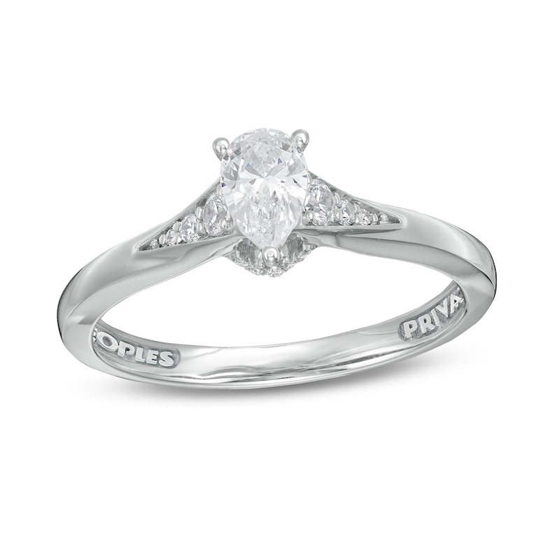 Peoples Private Collection 0.50 CT. T.W. Certified Pear-Shaped Diamond Engagement Ring in 14K White Gold (F/SI2)