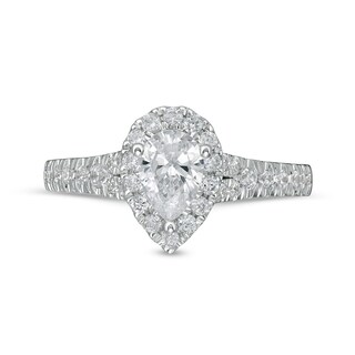 Peoples Private Collection 1.00 CT. T.W. Certified Pear-Shaped Diamond Frame Engagement Ring in 14K White Gold (F/SI2)