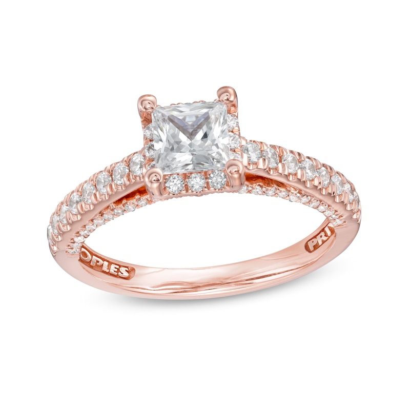 Main Image 1 of Peoples Private Collection 1.50 CT. T.W. Certified Princess-Cut Diamond Engagement Ring in 14K Rose Gold (F/I1)