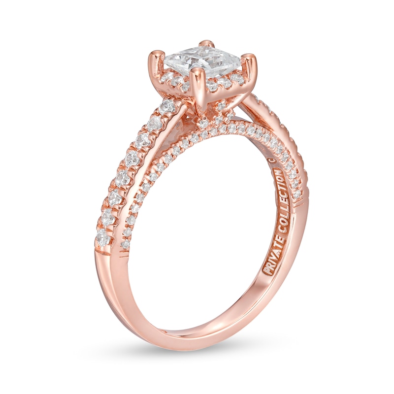 Main Image 3 of Peoples Private Collection 1.50 CT. T.W. Certified Princess-Cut Diamond Engagement Ring in 14K Rose Gold (F/I1)