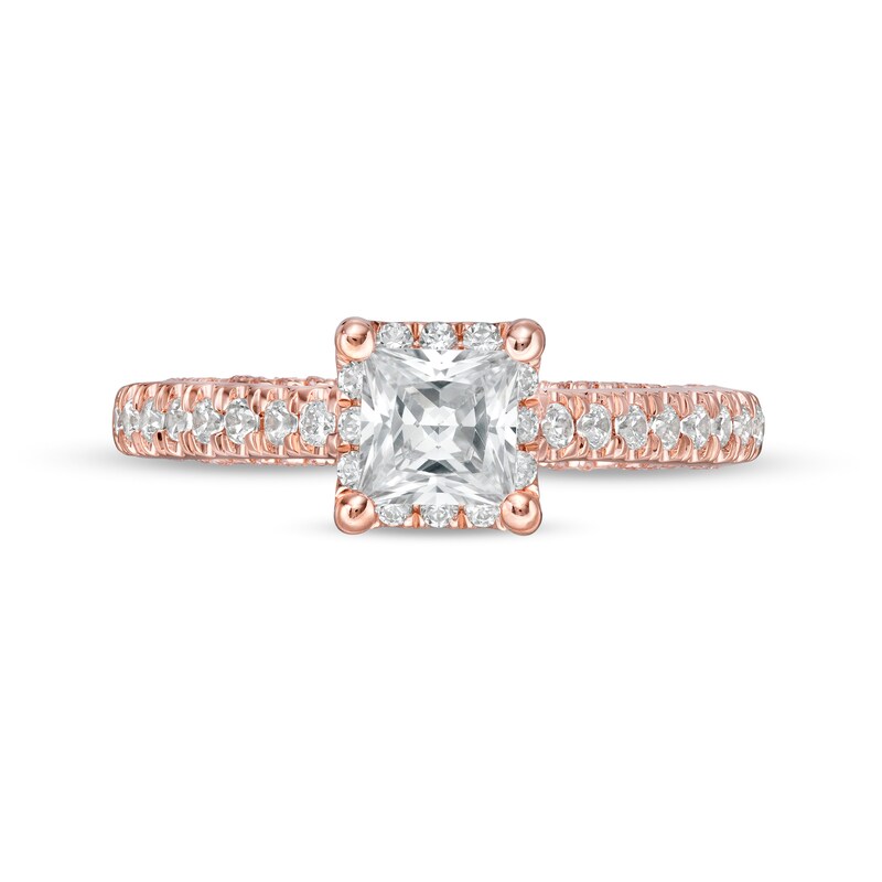 Main Image 4 of Peoples Private Collection 1.50 CT. T.W. Certified Princess-Cut Diamond Engagement Ring in 14K Rose Gold (F/I1)