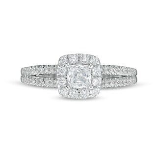 Peoples Private Collection 1.00 CT. T.W. Certified Princess-Cut Diamond Frame Engagement Ring in 14K White Gold (F/I1)